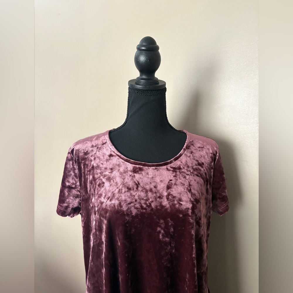 Vintage Y2K crushed velvet swing dress mauve 90s grunge fairy whimsygoth M EUC - Picture 2 of 16